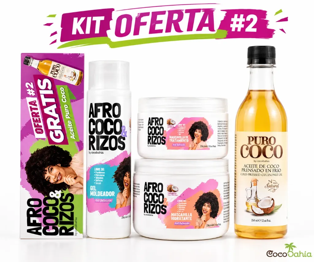 [CB-021] Kit Oferta Afro #2: Mascarilla, Escultor de Rizos, Gel Moldeador, Aceite Puro Coco 