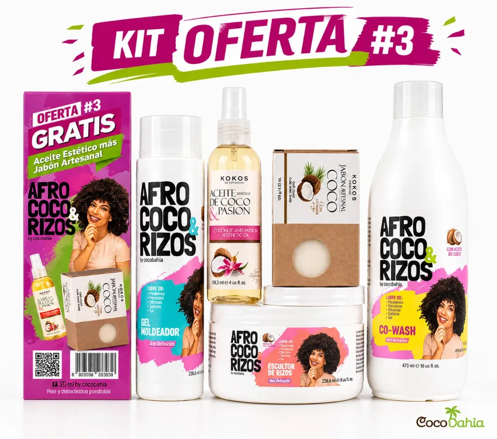 [CB-022] Kit Oferta Afro #3 : Co-Wash, Escultor de Rizos, Gel Moldeador, Aceite Estetico, Jabon Artesanal 
