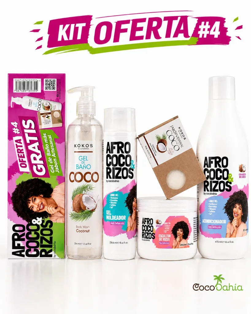 [CB-023] Kit Oferta Afro #4 : Acondicionador, Escultor de Rizos, Gel Moldeador, Gel de Baño, Jabon Artesanal
