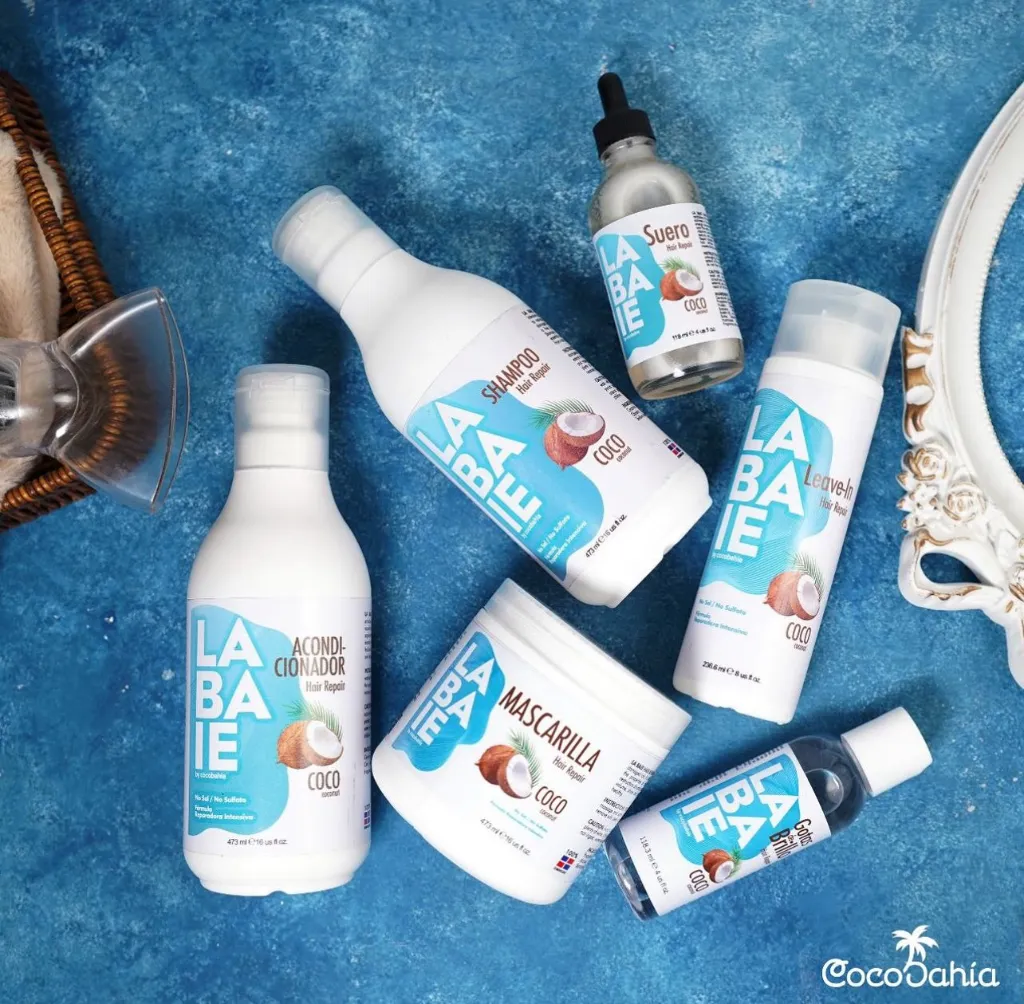 Línea Capilar De Coco La Baie Hair Repair 16 oz (Shampoo, Acondicionador, Mascarilla, Leave-In, Suero de Coco, Aceite estetico)
