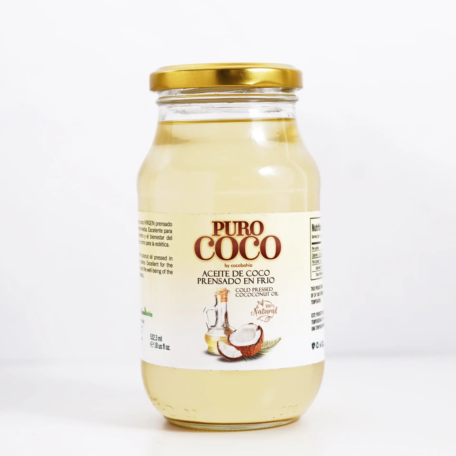 Aceite de Coco Virgen Puro Coco Tarro Cristal 18 OZ