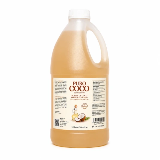 [CB-004] Aceite de Coco Virgen Puro Coco Medio Galón 64 OZ / Galon