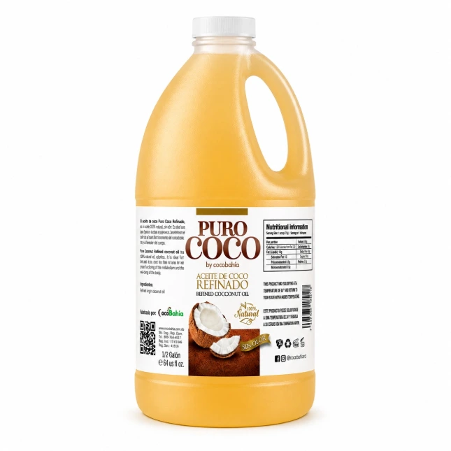 [CB-007] Aceite de Coco Refinado Puro Coco Medio Galón 64 OZ / Medio Galon